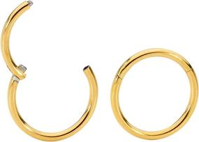 img 4 attached to 🛏️ 365 Sleepers G23 Titanium Hinged Hoop Segment Ring Sleeper Earrings - Sizes 5mm to 16mm - Set of 2