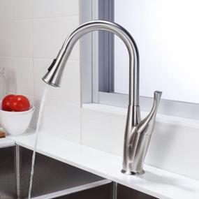 img 1 attached to LORDEAR SLC16088 Brushed Nickel Pull Out Sprayer Kitchen Faucet - Flower Vase Shape Single Handle Deck Mounted