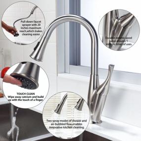 img 2 attached to LORDEAR SLC16088 Brushed Nickel Pull Out Sprayer Kitchen Faucet - Flower Vase Shape Single Handle Deck Mounted
