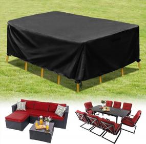 img 4 attached to HIRALIY 90 Inch Outdoor Furniture Cover, Waterproof Patio Furniture Set Covers For Winter, Heavy-Duty Durable Outdoor Table Chair Set Covers, 90" L X 57.5" W X 27" H