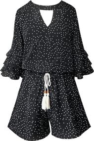 img 4 attached to Smukke Gorgeous Printed Ruffles Navy Multicolor Girls' Clothing ~ Jumpsuits & Rompers