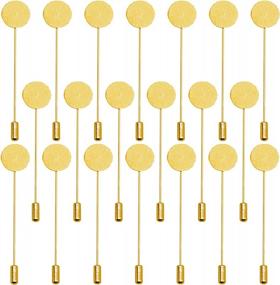 img 4 attached to 60Pcs Gold Lapel Pin Set For DIY Jewelry Making – Flat Round Tray Safety Stick Pins With Stainless Steel Brooch Pin Needle For Scarf, Tie, And Hat