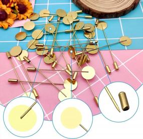 img 1 attached to 60Pcs Gold Lapel Pin Set For DIY Jewelry Making – Flat Round Tray Safety Stick Pins With Stainless Steel Brooch Pin Needle For Scarf, Tie, And Hat