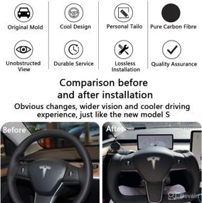 img 3 attached to Bare Yoke Leather Steering Wheel - Carbar Car Accessories For Tesla Whole Model 3 Old Model Y Modified Racing Interior Steering Wheel Using Original Front Trim