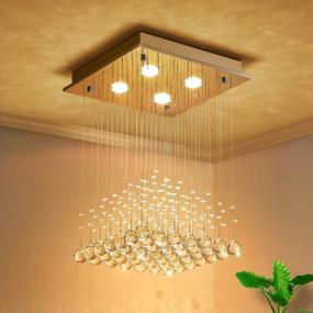 img 3 attached to Saint Mossi K9 Crystal Rain Drop Chandelier Modern & Contemporary Ceiling Pendant Light H22 X W16 X L16 Room,Bedroom,Living Room