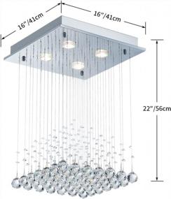 img 2 attached to Saint Mossi K9 Crystal Rain Drop Chandelier Modern & Contemporary Ceiling Pendant Light H22 X W16 X L16 Room,Bedroom,Living Room