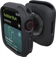 elkson quattro 2.0 series rugged case: military grade durable protective cover for apple watch 45mm & iwatch series 8 7 - flexible shock proof, black logo