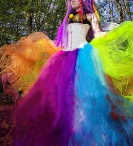 img 3 attached to 💃 CoutureBridal® Long Tutu Rainbow Tulle Skirt for Women - Fluffy Performance Skirt