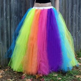 img 1 attached to 💃 CoutureBridal® Long Tutu Rainbow Tulle Skirt for Women - Fluffy Performance Skirt