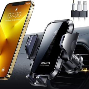 img 4 attached to VANMASS 2022 Car Phone Holder Mount, Stable A+ Car Vent Phone Mount, Cell Phone Holder Vehicle, Universal Easy Clamp Cradle Upgrade, Compatible with iPhone 13 12 11 Pro Max Samsung Galaxy s22 s21 Ultra Truck