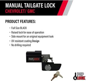 img 3 attached to 🔒 Enhance Security with Pop & Lock PL1300 Black Manual Tailgate Lock for Chevy/GMC (New Body)