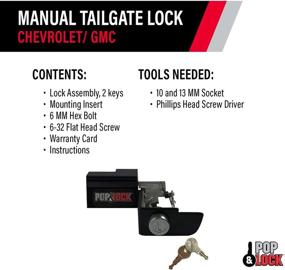 img 1 attached to 🔒 Enhance Security with Pop & Lock PL1300 Black Manual Tailgate Lock for Chevy/GMC (New Body)
