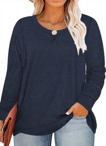 img 4 attached to Plus Size Split Tee For Women: Casual Long Sleeve Shirt By ROSRISS