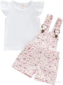 img 2 attached to 🌻 Sunflower Print Toddler Baby Girl Overalls Shorts with Pocket Suspender Trousers - Cute Summer Clothing Outfit