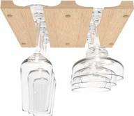 🍷 wooden under cabinet wine glass holder - under shelf kitchen stemware rack for wine glasses and stemware - stemware and glassware hanger and organizer - stores up to 6 glasses логотип