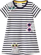 👗 girls' clothing and dresses with stripes cartoon applique playwear logo