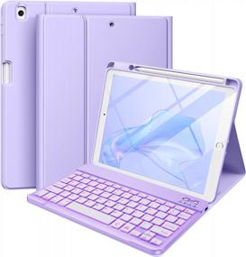 img 4 attached to Backlit Wireless Detachable Folio Keyboard Case With Pencil Holder For IPad 9Th Gen, 8Th Gen/7Th Gen/IPad Pro 10.5", IPad Air 3Rd Generation - Purple