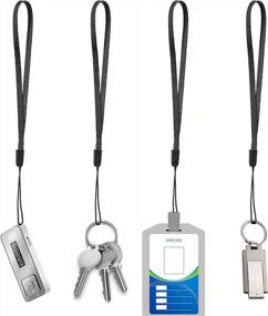 img 1 attached to 50 упаковок 7-дюймовый черный ремешок на запястье для USB-накопителя, ключей, брелка и держателя удостоверения личности - Wisdompro