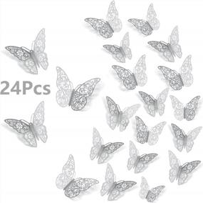 img 4 attached to SAOROPEB Silver 3D Butterfly Wall Decor - 24 Pack Of Removable Wall Stickers In 3 Sizes And 2 Styles - Perfect For Room Decoration, Parties, Nursery, Weddings, And DIY Gifts