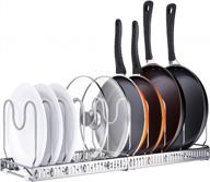 maximize your kitchen space with ahnr's expandable pot and pan organizer rack - hold 10+ items and lids with 10 adjustable compartments (silver grey) логотип