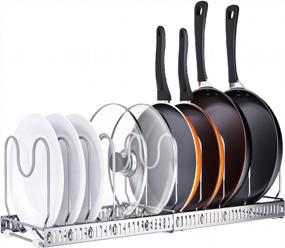 img 4 attached to Maximize Your Kitchen Space With AHNR'S Expandable Pot And Pan Organizer Rack - Hold 10+ Items And Lids With 10 Adjustable Compartments (Silver Grey)