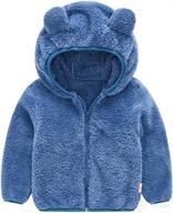 adorable baby hooded jacket: warm fleece, cute bear ears, solid color coat for boys and girls, winter sweater logo