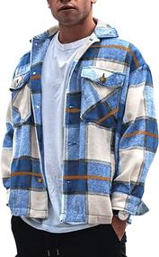 img 4 attached to Gafeng Men'S Plaid Shacket - Long Sleeve Flannel Button Down, Casual And Warm Jacket For Fall And Winter Camping Outfits
