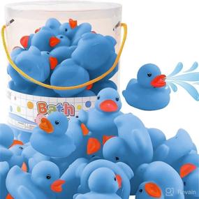 img 4 attached to 🦆 36-Piece Classic Rubber Duck Bath Toys - No Holes Floating Duckies (Blue): Perfect for Boys' Baby Showers, Party Favors, and Kids Gifts