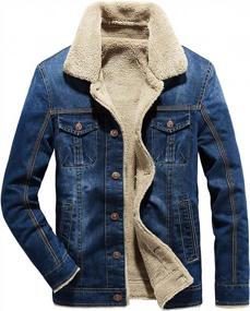 img 4 attached to Fuwenni Men'S Sherpa Fleece Lined Denim Trucker Jacket - Winter Jean Cowboy Coat For Best SEO