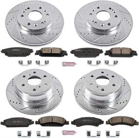 img 2 attached to 🔝 Enhance Braking Performance with Power Stop K6560 Front and Rear Z23 Carbon Fiber Brake Pads Kit featuring Drilled & Slotted Brake Rotors