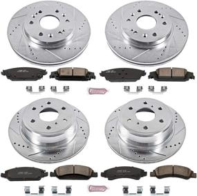 img 1 attached to 🔝 Enhance Braking Performance with Power Stop K6560 Front and Rear Z23 Carbon Fiber Brake Pads Kit featuring Drilled & Slotted Brake Rotors