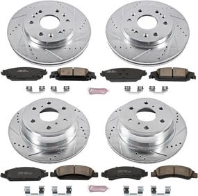 img 3 attached to 🔝 Enhance Braking Performance with Power Stop K6560 Front and Rear Z23 Carbon Fiber Brake Pads Kit featuring Drilled & Slotted Brake Rotors