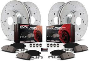 img 4 attached to 🔝 Enhance Braking Performance with Power Stop K6560 Front and Rear Z23 Carbon Fiber Brake Pads Kit featuring Drilled & Slotted Brake Rotors