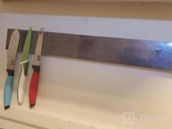 img 1 attached to Organize Your Kitchen With FINDKING'S Ash Wood Magnetic Knife Strip - 16 Inch Deep Grey Wooden Rack For Knives And Utensils (No Drilling Required) review by Mario Madden