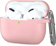 protect your airpods pro with hamile's shockproof silicone case - pastel pink, compatible with 2019 apple charging case and keychain included logo