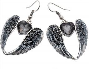 img 4 attached to Szxc Women'S Crystal Guardian Angel Wings Hypoallergenic Dangle Earrings Biker Jewelry 2.25 Inches