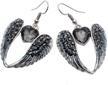 szxc women's crystal guardian angel wings hypoallergenic dangle earrings biker jewelry 2.25 inches logo