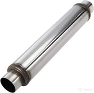 🔊 upower universal stainless exhaust muffler resonator - 2.5 inch inlet, 2 1/2" resonator, 3.5" round, 18" body, 22" overall length - moderate sound logo