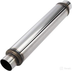 img 4 attached to 🔊 Upower Universal Stainless Exhaust Muffler Resonator - 2.5 Inch Inlet, 2 1/2" Resonator, 3.5" Round, 18" Body, 22" Overall Length - Moderate Sound