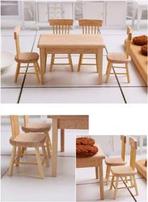img 2 attached to 1/12 Scale Miniature Wooden Dollhouse Dining Room Set: Table, Chair And Accessories For Realistic Detailing