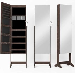 img 1 attached to Brown Lockable Standing Jewelry Armoire With Full Length Mirror And Storage Space For Jewelry - Sogesfurniture Floor-Standing Jewelry Cabinet
