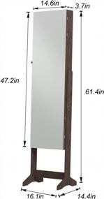 img 3 attached to Brown Lockable Standing Jewelry Armoire With Full Length Mirror And Storage Space For Jewelry - Sogesfurniture Floor-Standing Jewelry Cabinet