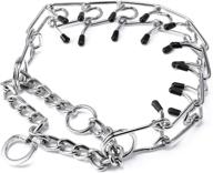🐕 adjustable link chain dog prong collar silver plating with comfort rubber tips - ideal for medium to large dogs, including pitbulls - no-pull choker pinch collar by pettom логотип