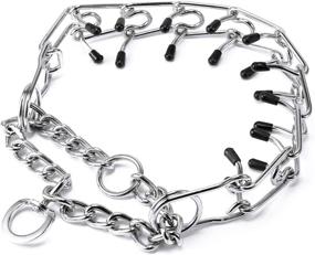 img 4 attached to 🐕 Adjustable Link Chain Dog Prong Collar Silver Plating with Comfort Rubber Tips - Ideal for Medium to Large Dogs, Including Pitbulls - No-Pull Choker Pinch Collar by Pettom
