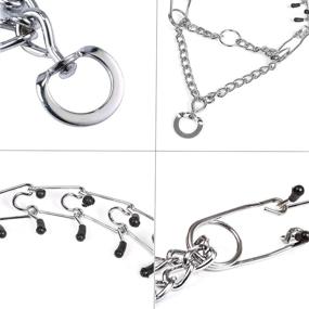 img 1 attached to 🐕 Adjustable Link Chain Dog Prong Collar Silver Plating with Comfort Rubber Tips - Ideal for Medium to Large Dogs, Including Pitbulls - No-Pull Choker Pinch Collar by Pettom