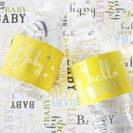 sweet and waterproof yellow baby shower water bottle labels - 24 stickers for unisex party favor logo