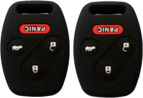 img 2 attached to 🔑 Ezzy Auto Black Silicone Rubber Keyless Remote Key Fob Case Skin Covers: Honda 3+1 Buttons Protector
