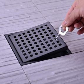 img 2 attached to TRUSTMI 6-Inch Square Shower Floor Drain With Removable Grid Grate Cover, SUS 304 Stainless Steel, Matte Black