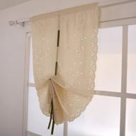 openwork flower pattern tie-up curtain with blackout function for windows - zhh beige polyester-cotton balloon curtain, 1 panel, w32 x l55 logo