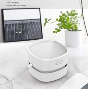 img 3 attached to ODISTAR Desktop Vacuum Cleaner,Mini Table Dust Sweeper Energy Saving With Auto Power-Off Function,High Endurance Up To 400 Mins,Cordless&360º Rotatable Design For Keyboard/Home/Office (White Charging)